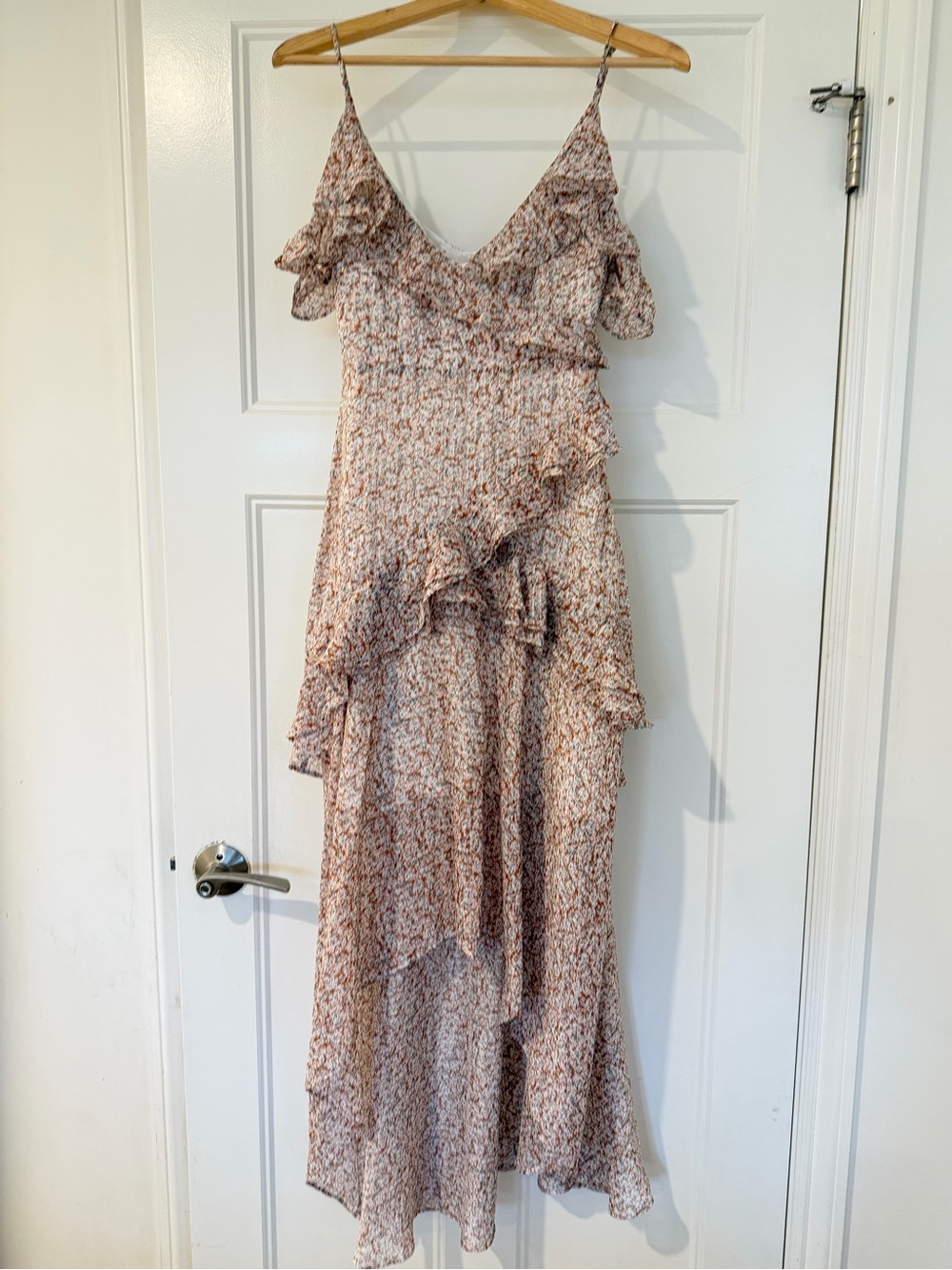Floret Studios - Beautiful Ruffled High-Low Floral Dress in Blush